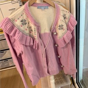 Hill House Pink Ruffled Sweater